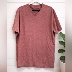 🩵👉♥️Men’s Even Tide XL V-Neck T-Shirt Red Heather Striped Casual Tee